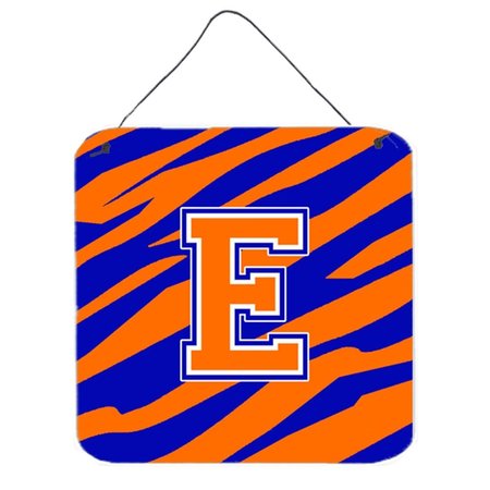 MICASA Letter E Initial Tiger Stripe Blue Orange Aluminium Metal Wall Or Door Hanging Prints MI240454